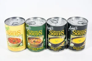 4 Amy's USDA Certified Organic Soup VARIETY 14.1oz  cans 12/2026 - Picture 1 of 3