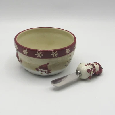 ST. NICHOLAS SQUARE WINTER WISHES DIP BOWL & SPREADER SET EC - Image 1 of 4