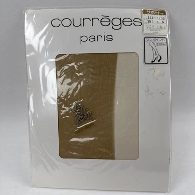 Meia-calça Courreges Vintage Suporte Tamanho M-L Bege 114-1706 - Imagem 1 de 4