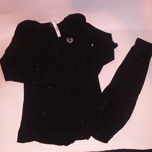 Victoria Secret ROSA Ropa de Dormir Mono Grande Negro Tachonado Bling Ther - Imagen 1 de 9