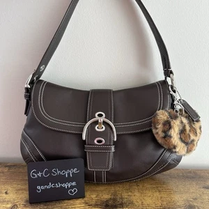 Vintage Coach 2007 Y2K Brown Soho Leather Shoulder Bag F10910 Silver Charm Viral - Imagen 1 de 9