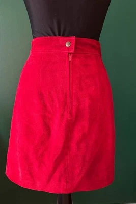 Genuine suede leather SKIRT Vintage VNT 60s -70s women Size XS-S Made in France - Photo 1/4