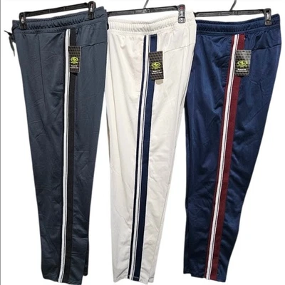 Athletic Works 男式运动裤 3 件装大号慢跑裤条纹弹性腰围新品 — 第 1/4 张图片