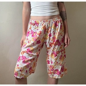Vintage Capri-/Bermuda Shorts rosa Blumen leicht 23 - Bild 1 von 6