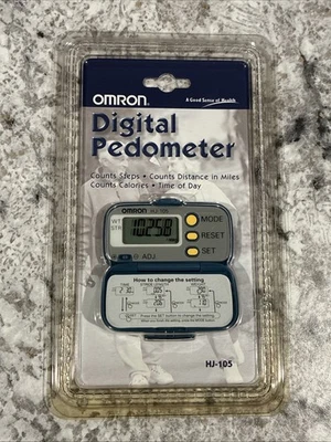 Omron HJ-105 Blue Digital Pocket Pedometer Step/Calorie/Mile Counter - New - Image 1 of 4