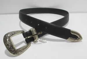 Nuevo con etiquetas Cinturón Express Mujer XS Negro Fx Cuero Country Western Silvertone Hardware - Imagen 1 de 7