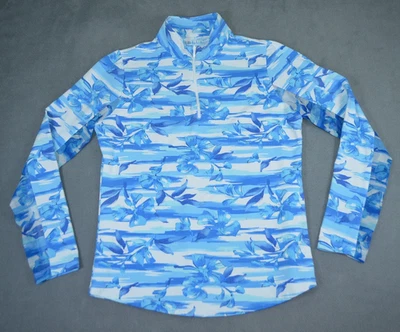 IBKUL Mujer Pequeño Panel de Malla Top UPF Chaqueta Camisa 1/4 Cremallera Colorido Floral Foto 1 de 4