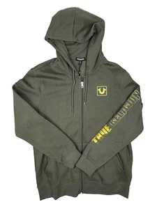 Felpa con cappuccio zip intera True Religion unisex True Block grande verde Kalamata nuova con etichette outdoor - Foto 1 di 15