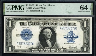 1923 $1 Silver Certificate Note Woods / White PMG Choice Uncirculated 64 EPQ - Image 1 of 2