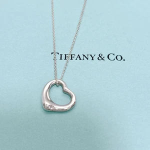 Tiffany & Co. Open Heart Necklace Elsa Peretti Sterling Silver 925 A485 - Picture 1 of 13