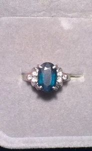 Solid platinum 1.65 carat natural sapphire Natural diamond ring Sz 7.5 Pt900 - Picture 1 of 24