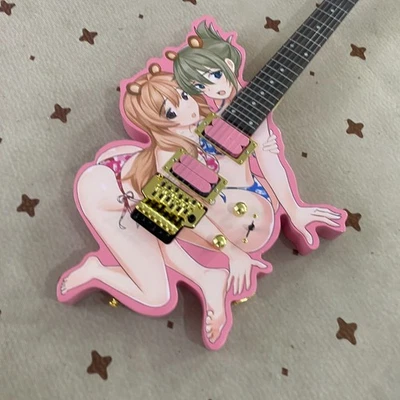 Anime girl Electric Guitar 6 strings Double-picking design 24 frets basswood bod - Image 1 of 4