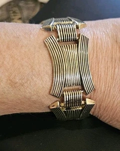 Vintage RARE Mid-Century 8" Gold Plated Unique Design Bracelet Marked Germany - Picture 1 of 3