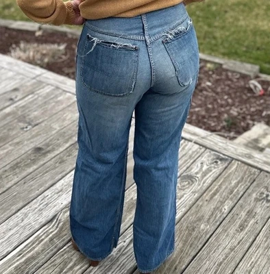 1930 Antique Workwear Denim Carpenter Donut Hole Distressed Pink USA Size 30x29 - Image 1 of 4