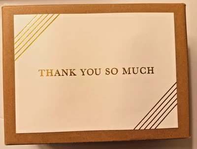 Tarjetas Hallmark "Muchas gracias" blancas, doradas guión 40 notas y sobres Foto 1 de 4