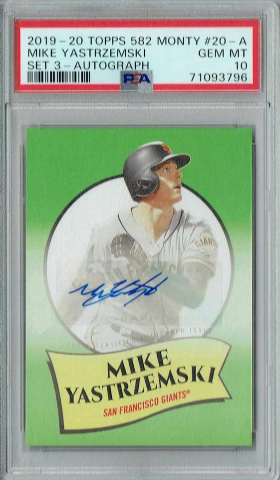 PSA 10 Mike Yastrzemski 2019 Topps 582 Montgomery #20-A Rookie Card Set 3-Auto - Image 1 of 1