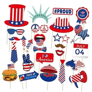 25 Pcs 4th of July Independence Day Patriotic Photo Booth Props Labor Day - Picture 1 of 8