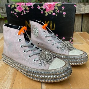 Free People Nan-Ku Mellow Mauve Cruise Studded High-Top Sneakers Size 36 / US 6 - Picture 1 of 12