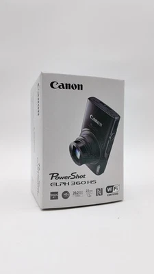 TESTED + Canon PowerShot ELPH 360 HS Digital Zoom Camera - Black. +Accessories - Image 1 of 4