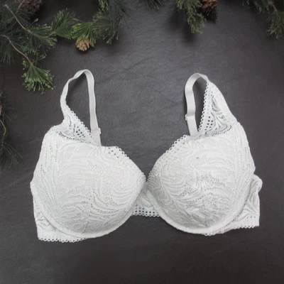 Sutiã feminino Auden 36C renda branca com aro acolchoado alças ajustáveis copos moldados - Imagem 1 de 4
