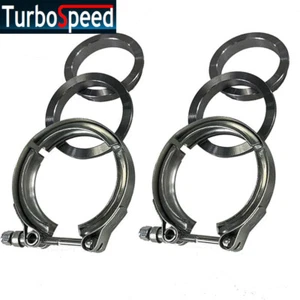 2X 2.5" Mild Steel V-Band Flange & Clamp Kit for Turbo Exhaust - Picture 1 of 8