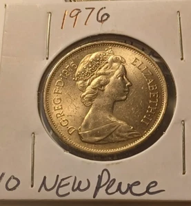 UNITED KINGDOM 🇬🇧 TEN (10) NEW PENCE COIN 1976 (QUEEN ELIZABETH II) - Picture 1 of 6
