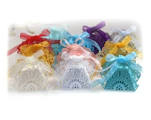 Wedding Party Favor Boxes, Laser Cut Peacock Flower Design Candy Box for Wedding - Picture 1 of 16