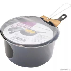 20CM Aluminium Non Stick Chip Pan With Basket & Lid Deep Fryer Saucepan Black UK - Picture 1 of 1