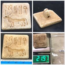 (35mm)Antique Stone Indus Valley BULL  Intaglio Seal Stamp Very Rare!!#S271