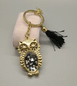 Gold Owl Keychain Crystal Filled Large Decoration - Picture 1 of 5