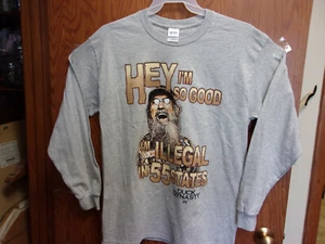 NUEVA CAMISETA GILDAN DUCK DINASTY GRIS "I'M ILEGAL" L/S CUELLO REDONDO talla GRANDE - Imagen 1 de 4