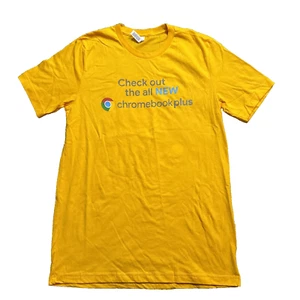 Camisa amarilla Google Chromebook Plus para hombre talla L grande manga corta lona promocional - Imagen 1 de 10