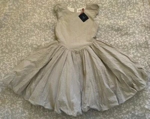 New Girls Jessie And James Taupe/Lurex Polka Dots Birthday Party Dress, size 12  - Picture 1 of 8