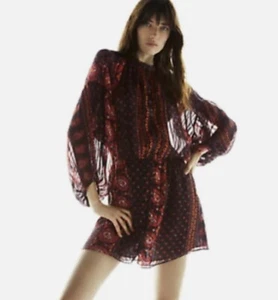 NWT Zara Boho Paisley Print Mini Blouson Dress - Picture 1 of 11