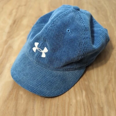 VTG Under Armour Corduroy Cap Hat Strap Back Light Blue Nylon Polyester Blend - Image 1 of 4