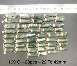 169 Grams Lustrous Green Rutile Quartz With Silver 45 Pendents - Picture 1 of 16