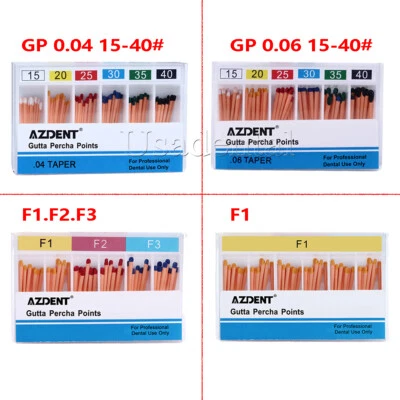 AZDENT Dental Endo Gutta Percha Points Root Canal Obturation GP0.04/.06 F1 F2 F3 - Image 1 of 4