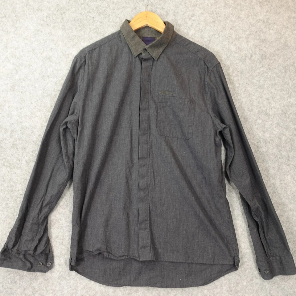 Midnight Dress Shirt Men ELIE TAHARI Medium Blue Textured Corpcore Dark Academia - Image 1 of 4