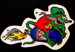RAT FINK STICKER ”NITROUS OXIDE COMPLETELY BLOWN” 4 3/4” X 2 3/4” GLOSSY  - Foto 1 di 3