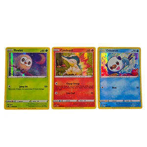 Rowlet Cyndaquil Oshawott Sword & Shield Promo Holo Rare Pokemon 3 Card Set - NM - Picture 1 of 11