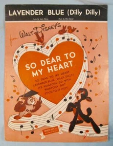Disney Sheet Music Lavender Blue Dilly Dilly 1948 So Dear To My Heart Vintage (O - Picture 1 of 3