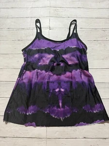 Sujetador Tankini de natación Areaska púrpura y negro tie dye incorporado talla XL - Imagen 1 de 6
