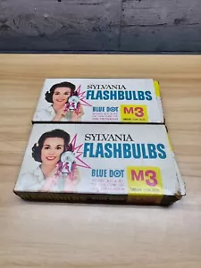 VINTAGE SYLVANIA M3 BLUE DOT FLASHBULBS - 2 BOXES - 22 BULBS TOTAL - Picture 1 of 3