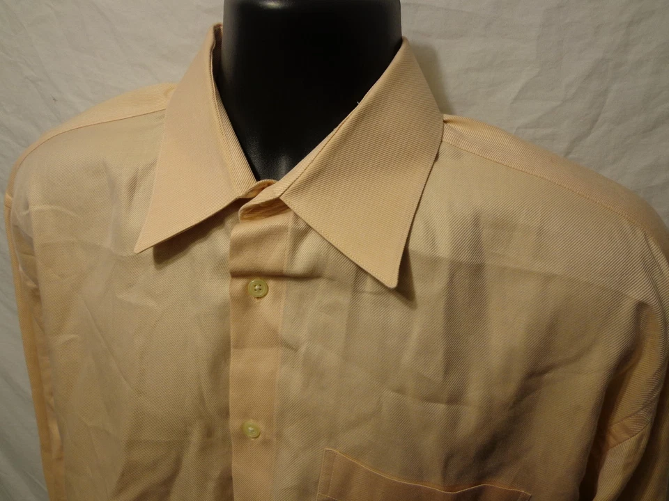 BACHRACH MENS DRESS SHIRT Peach Orange 16 1/2 36-37 100%COTTON - Image 1 of 1