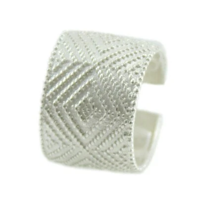 Anello donna fascia Fede Sarda in argento a pallini stile tappeto sardo - Immagine 1 di 4