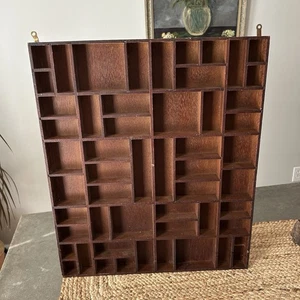 Vintage Sears Wooden Curio Cabinet Print Tray Style Display Shelf Box Wood - Picture 1 of 7