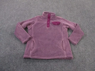 Patagonia Jacket Girls M 10 Purple Snap T Fleece Fuzzy Sweater Outdoors Hiking - Image 1 of 4
