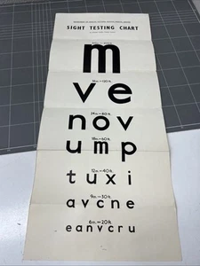 VINTAGE 1960s EYE CHART OPTOMETRIST SIGHT TESTING GLASSES DOCTOR SCHOOL ART - Picture 1 of 5