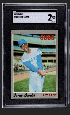 🔥🟦Ernie Banks🟥🔥 1970 Topps #630 Vintage Centro Salón de la fama SGC Cubs Foto 1 de 4