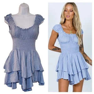 Prinzessin Polly Damen The Love Gallore Strampler Kleid Größe 4 Blau Schweizer Punkte Rüschen - Bild 1 von 15